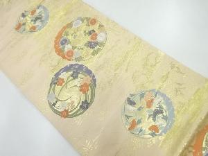 雪輪に花模様織出し袋帯